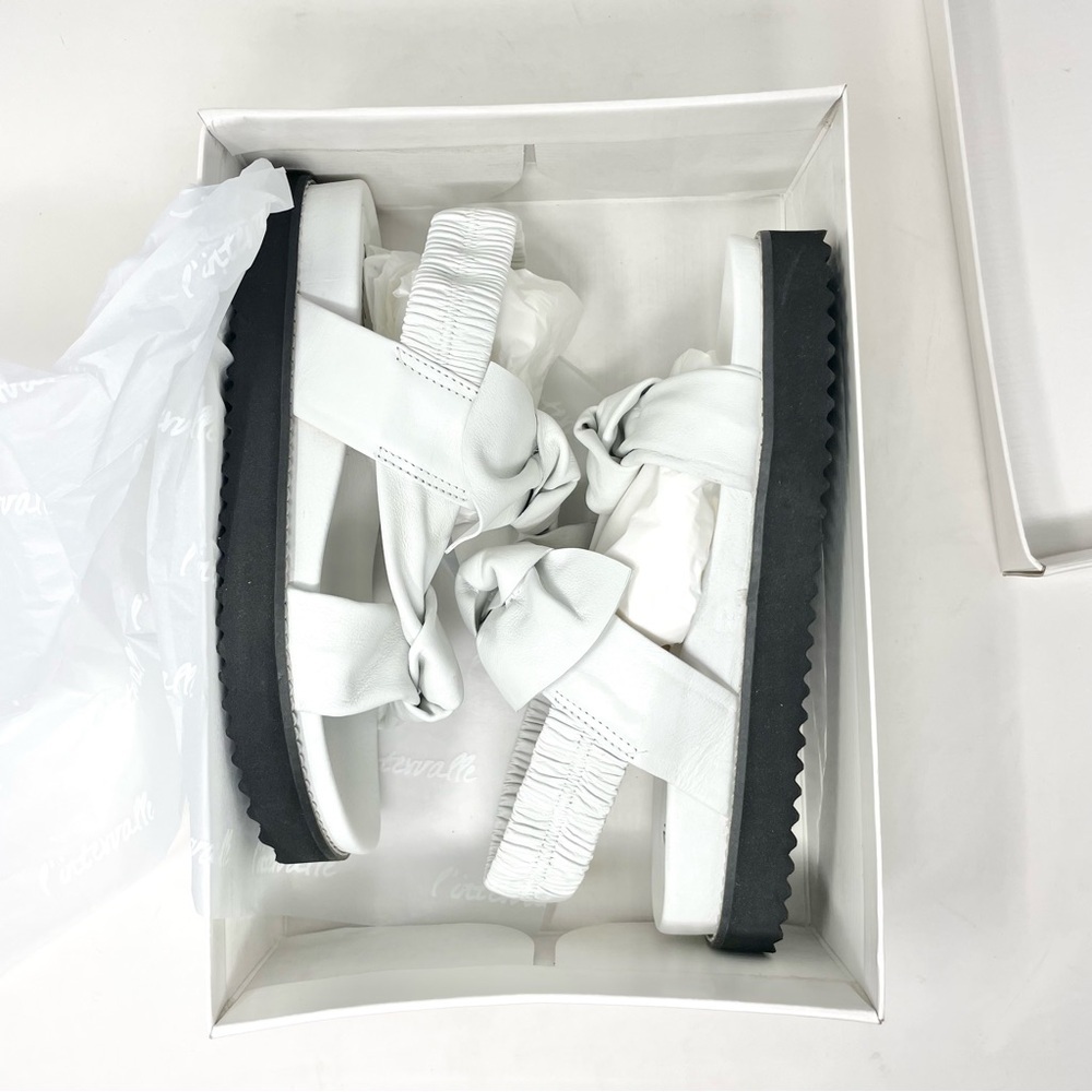 NEW L’Intervalle Atlantis White Leather Bow & Knot Detail Sandals Size 39 - Picture 2 of 10